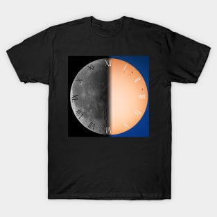 Half moon half sun roman numerals clock T-Shirt